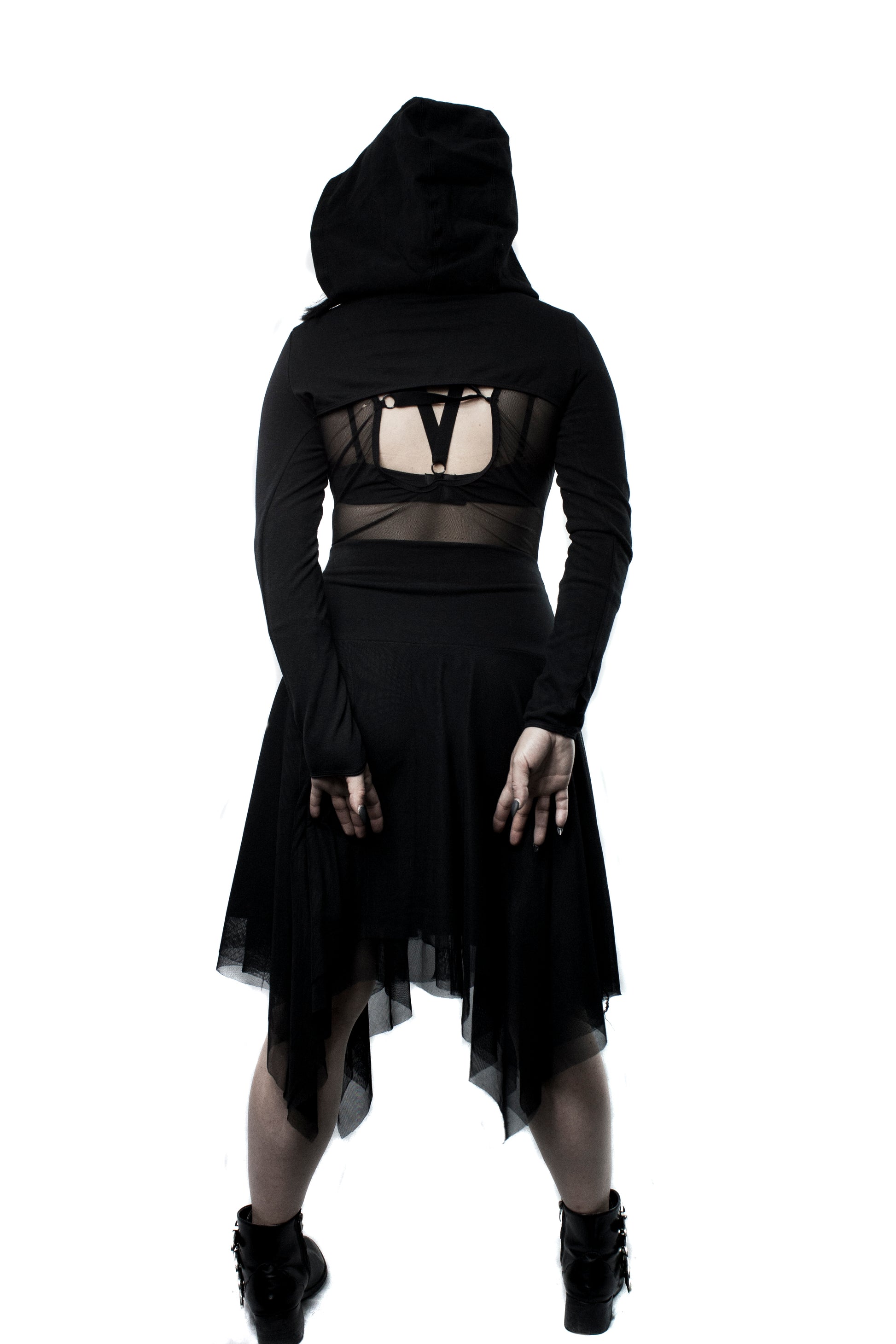 Falda asimetrica bruja transparencia picos