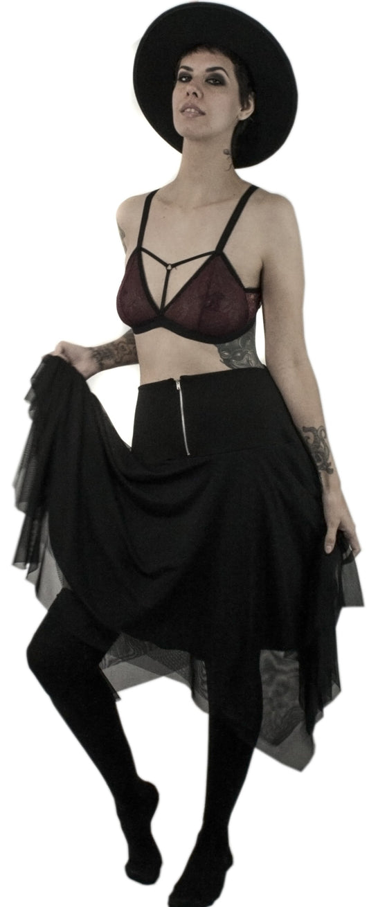 Falda asimetrica bruja transparencia picos