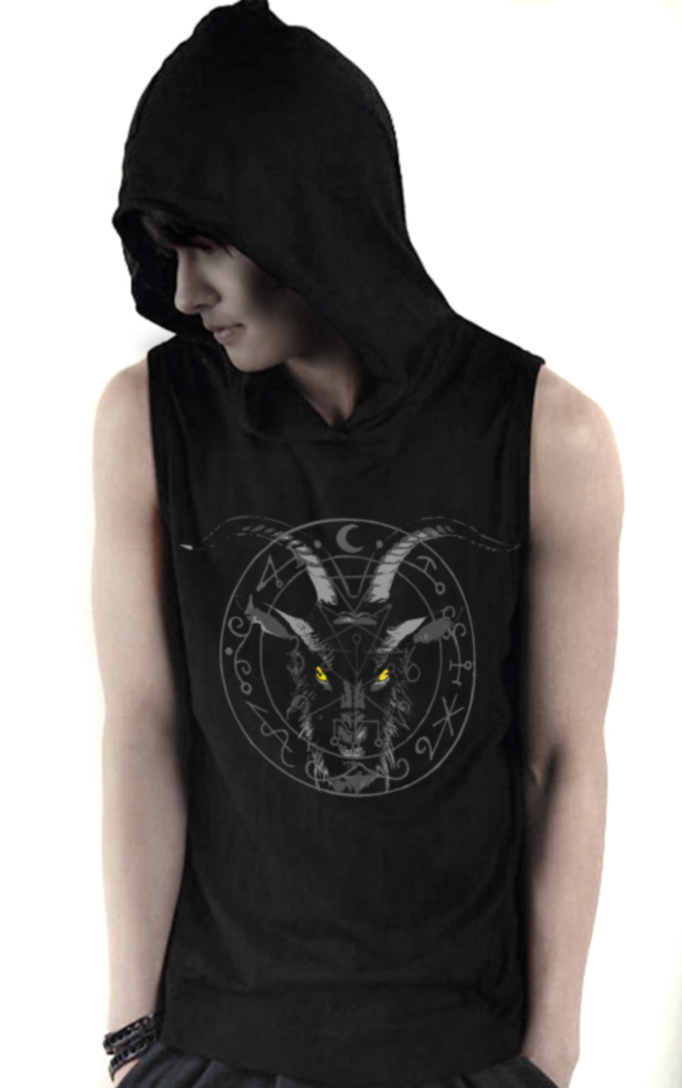 playera con capucha black phillip baphomet satanas cabra
