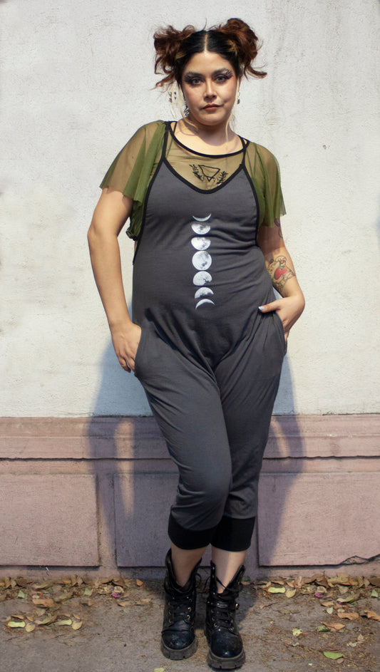 Mono Enterizo Jumpsuit Gris Lunas