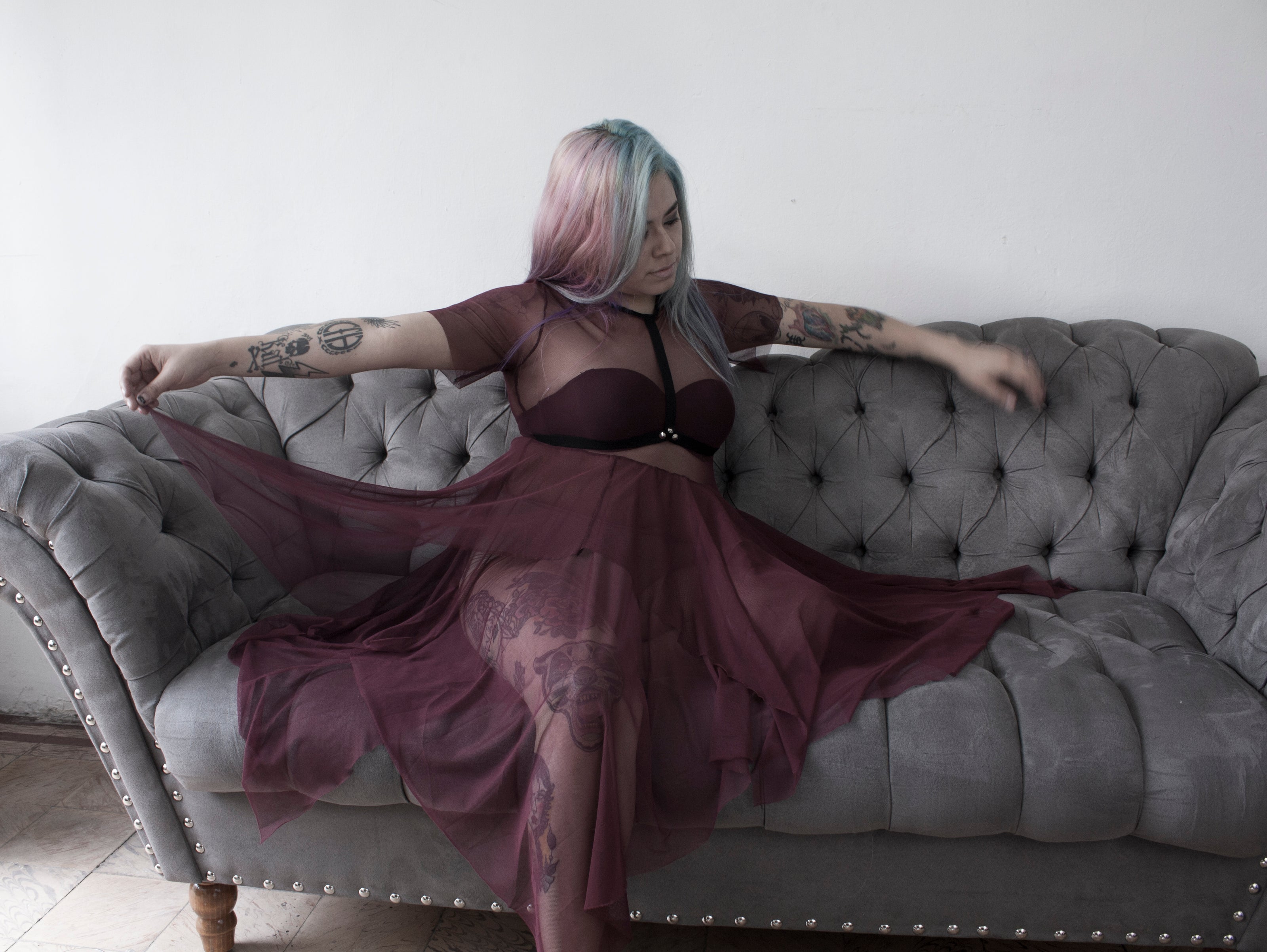 Vestido transparente arnes  mesh