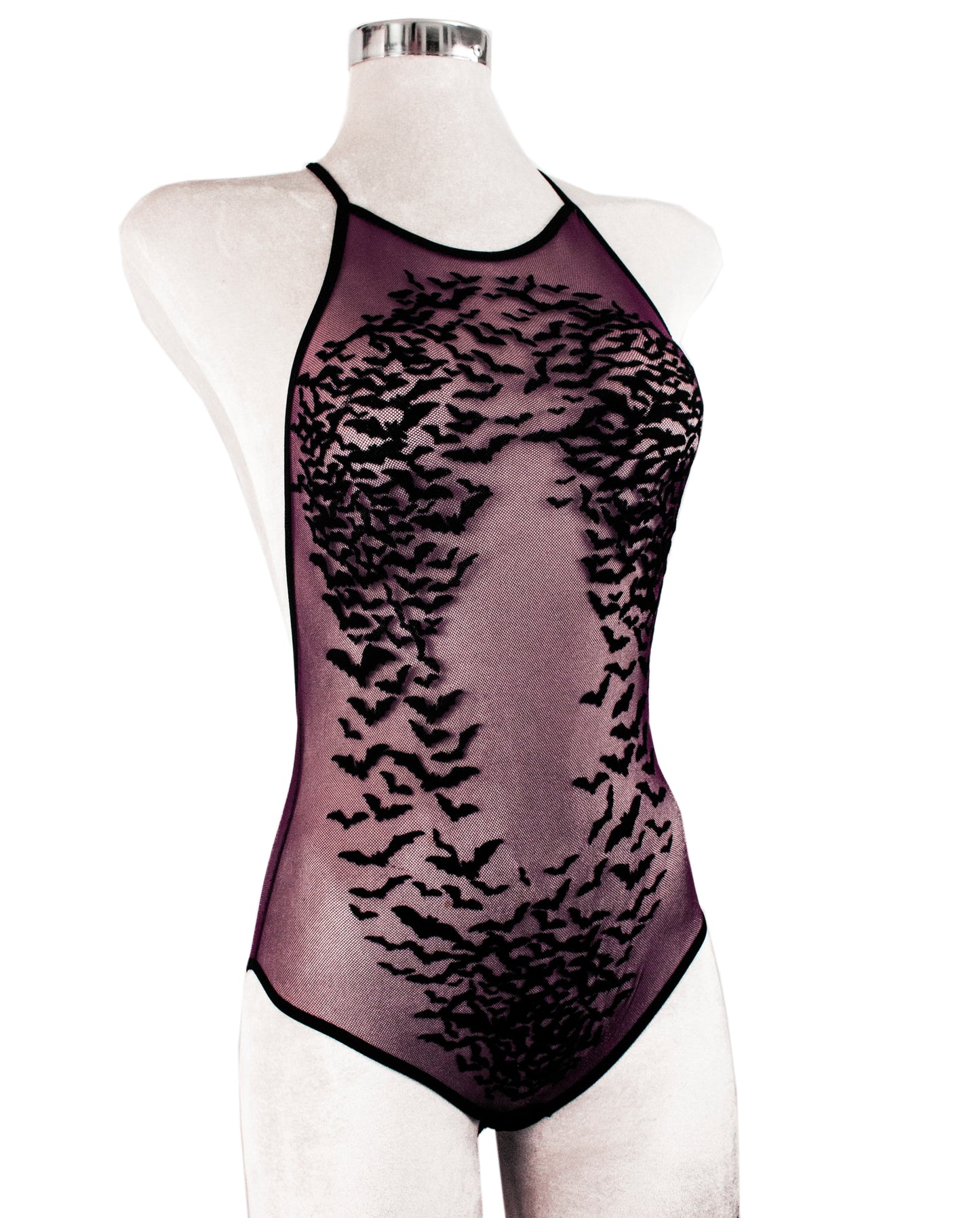 Body Mesh Halter Velvet Bats