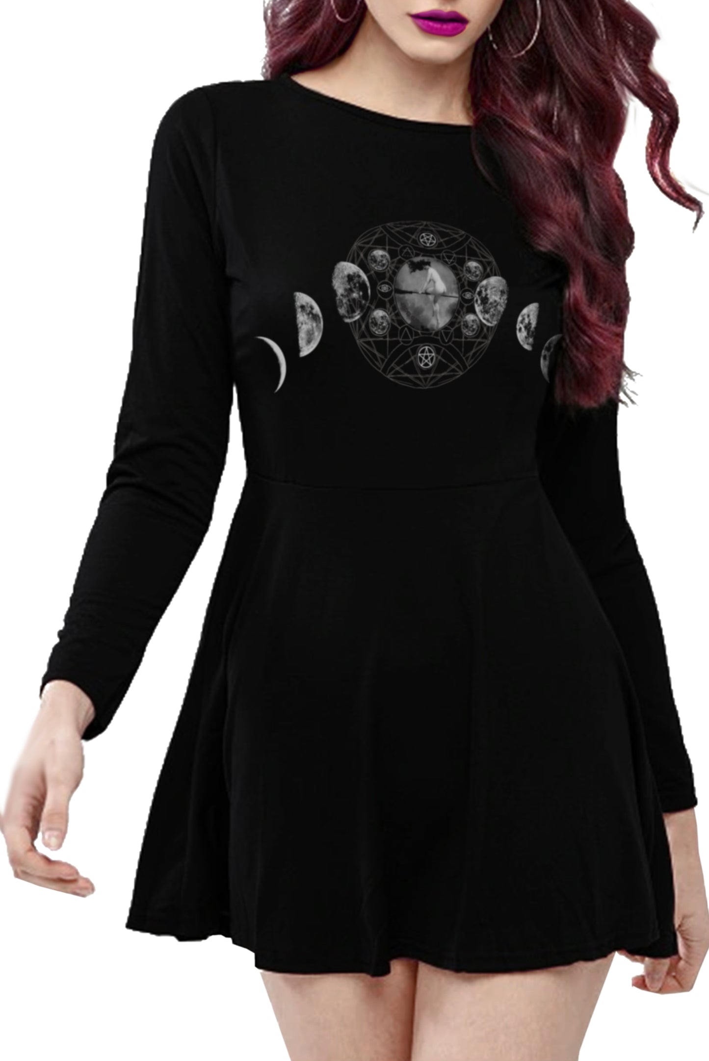 Vestido Skater Manga larga Moon Phases