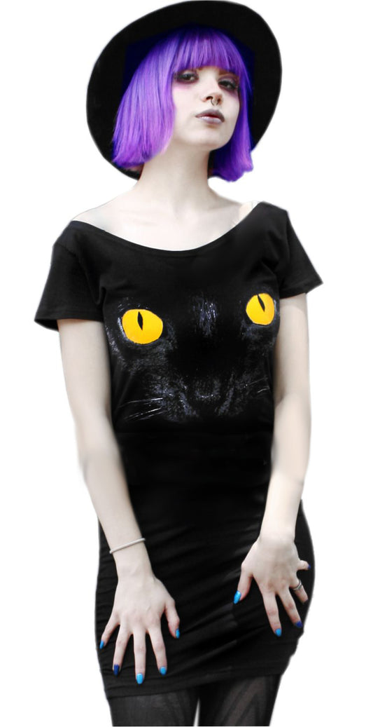 Vestido Manga Corta - Gato Negro