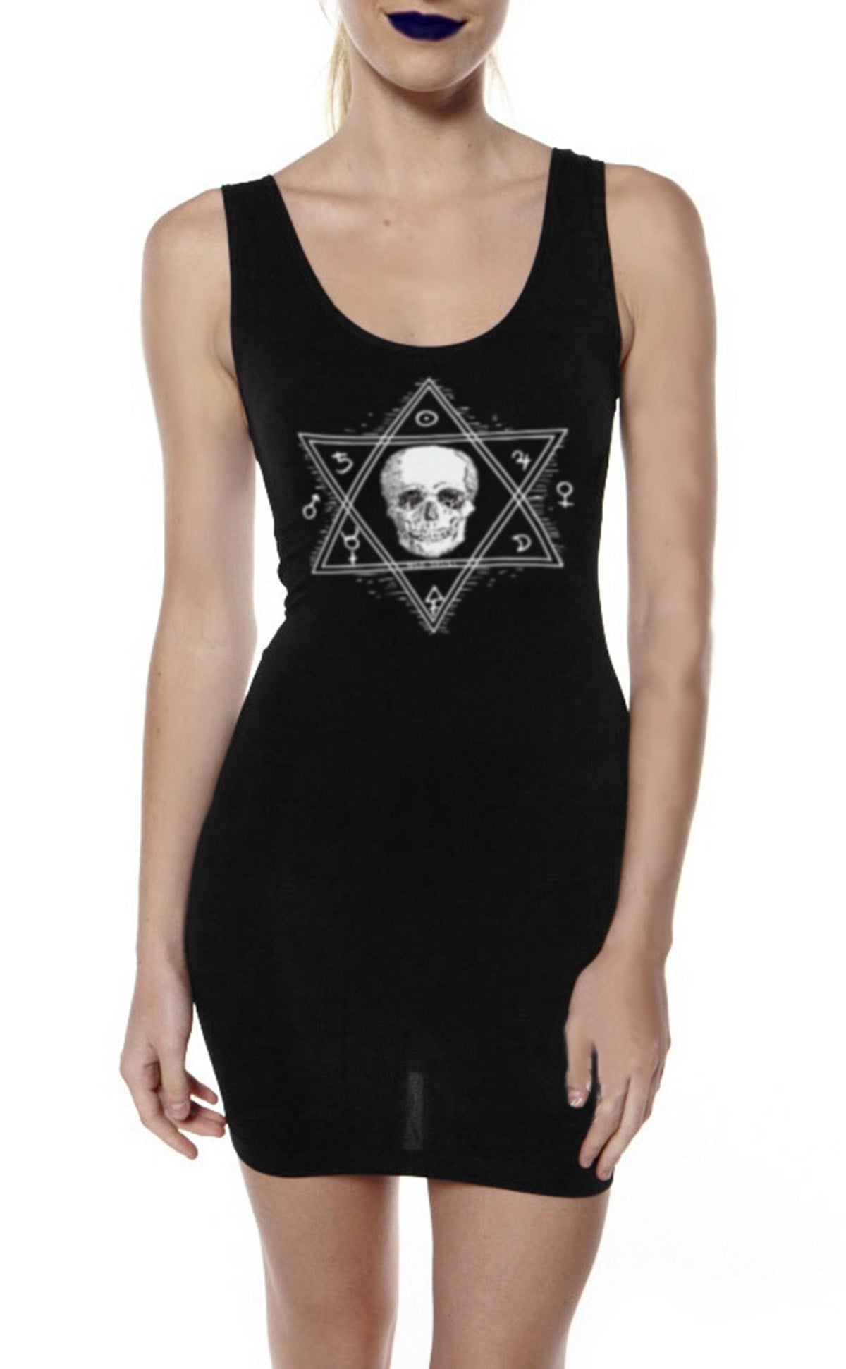 Vestido Tirante - Hexagram Skull